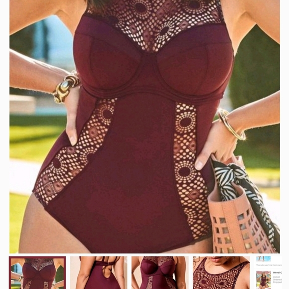 Wine colored Adore Me one piece Bathing suit - Picture 8 of 8